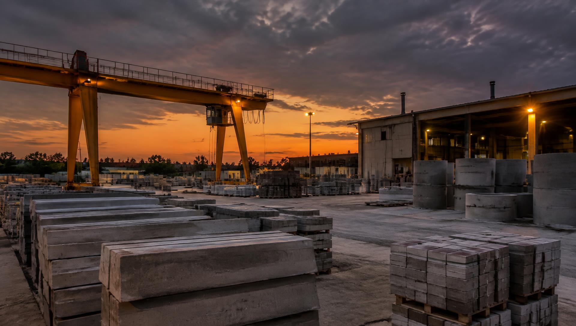 Patio de producción de prefabricados de concreto